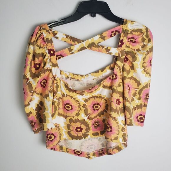Free People Floral Crossback Top, Size Large - Picture 8 of 8
